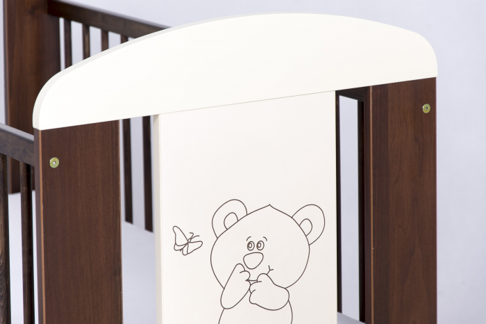 Patut bebe cu inaltime reglabila a saltelei, Ursulet si Fluturas, Wenge, 120x60 cm [2]