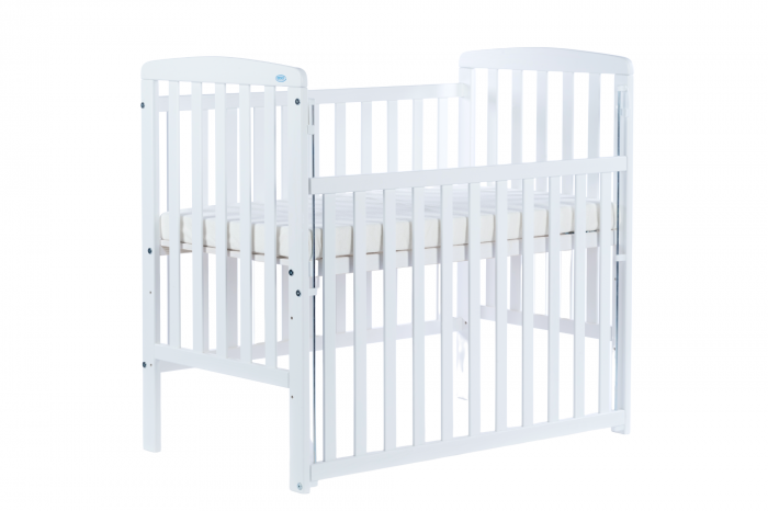 Patut bebe din lemn masiv, laterala culisabila si inaltime reglabila a saltelei, bedside Alice Alb cu saltea comfort 100x50 cm [5]