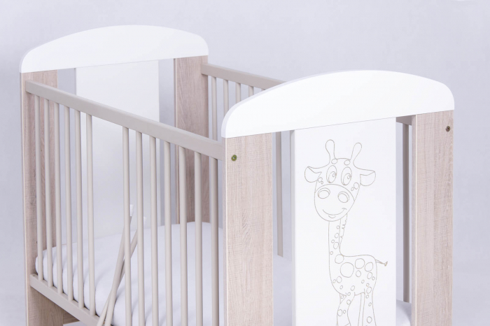 Patut bebe cu inaltime reglabila a saltelei, Giraffe Santana, 120x60 cm [8]