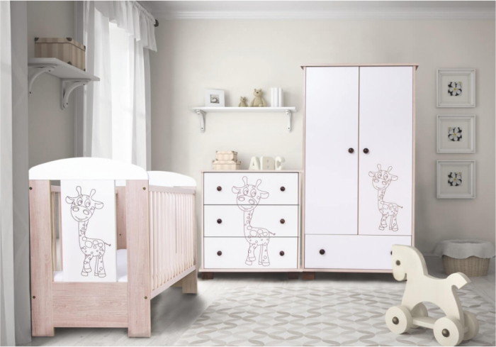 Patut bebe cu inaltime reglabila a saltelei, Giraffe Santana, 120x60 cm [3]