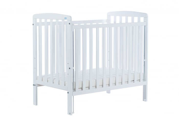 Patut bebe din lemn masiv, laterala culisabila si inaltime reglabila a saltelei, bedside Alice Alb cu saltea comfort 100x50 cm [8]