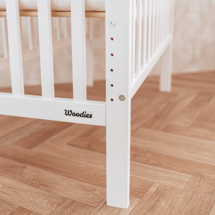 Patut bebe din lemn masiv, patut lateral cu inaltime reglabila a saltelei, bedside Alb, 90 x 40 cm [7]