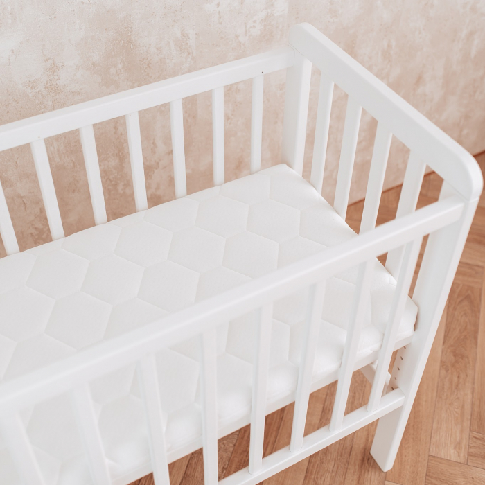 Patut bebe din lemn masiv, patut lateral cu inaltime reglabila a saltelei, bedside Alb, 90 x 40 cm [8]