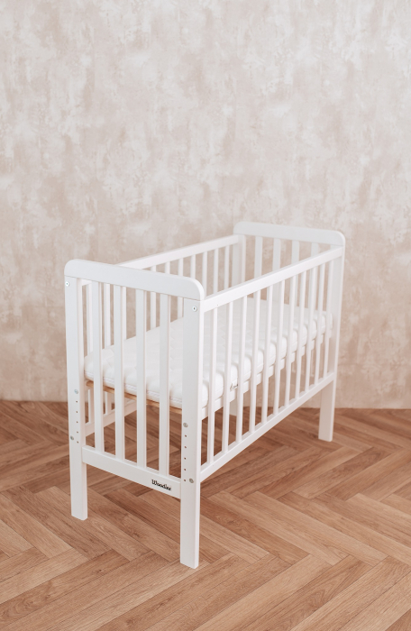 Patut bebe din lemn masiv, patut lateral cu inaltime reglabila a saltelei, bedside Alb, 90 x 40 cm [6]