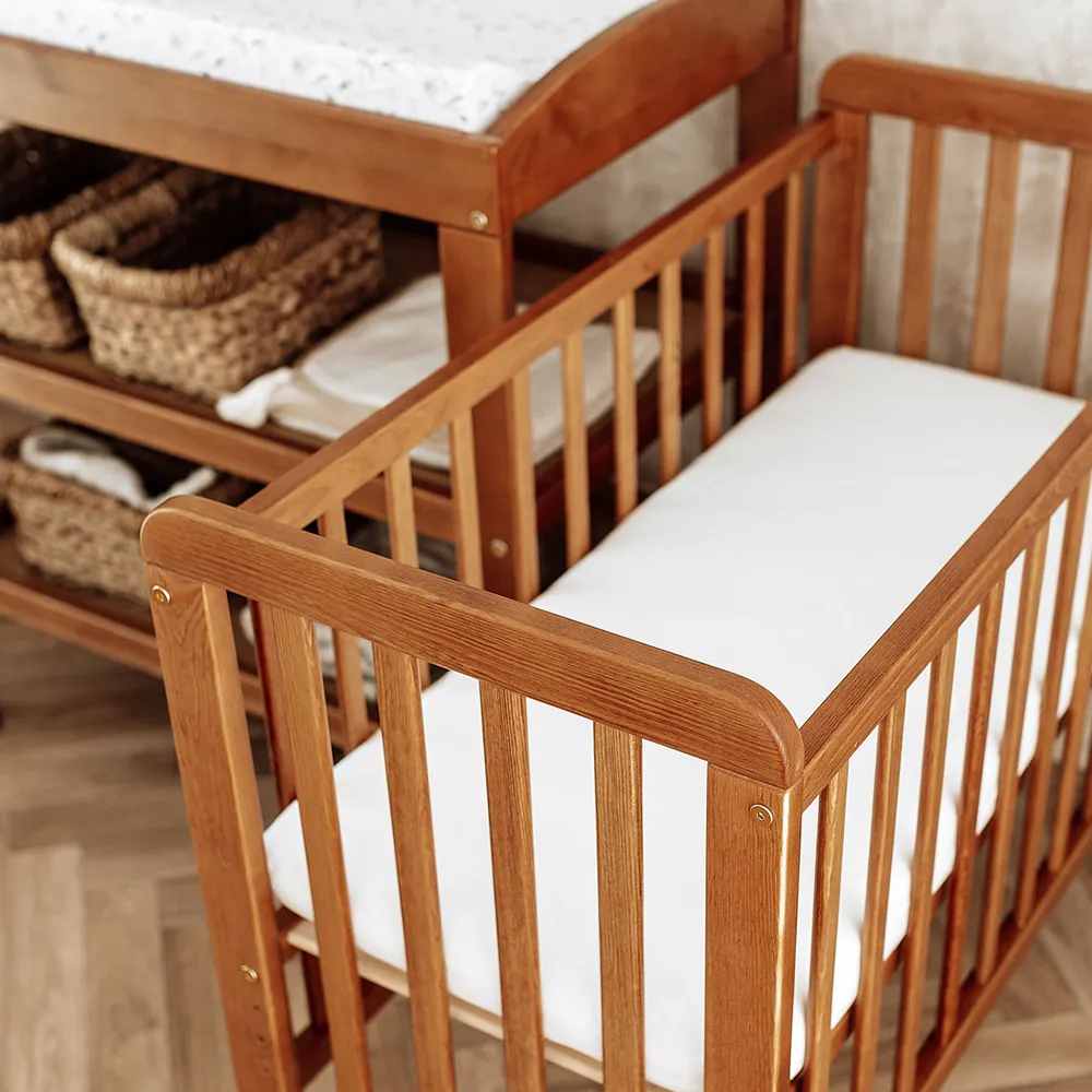 Patut bebe din lemn masiv, patut lateral cu inaltime reglabila a saltelei, bedside Vintage, 90 x 40 cm [5]