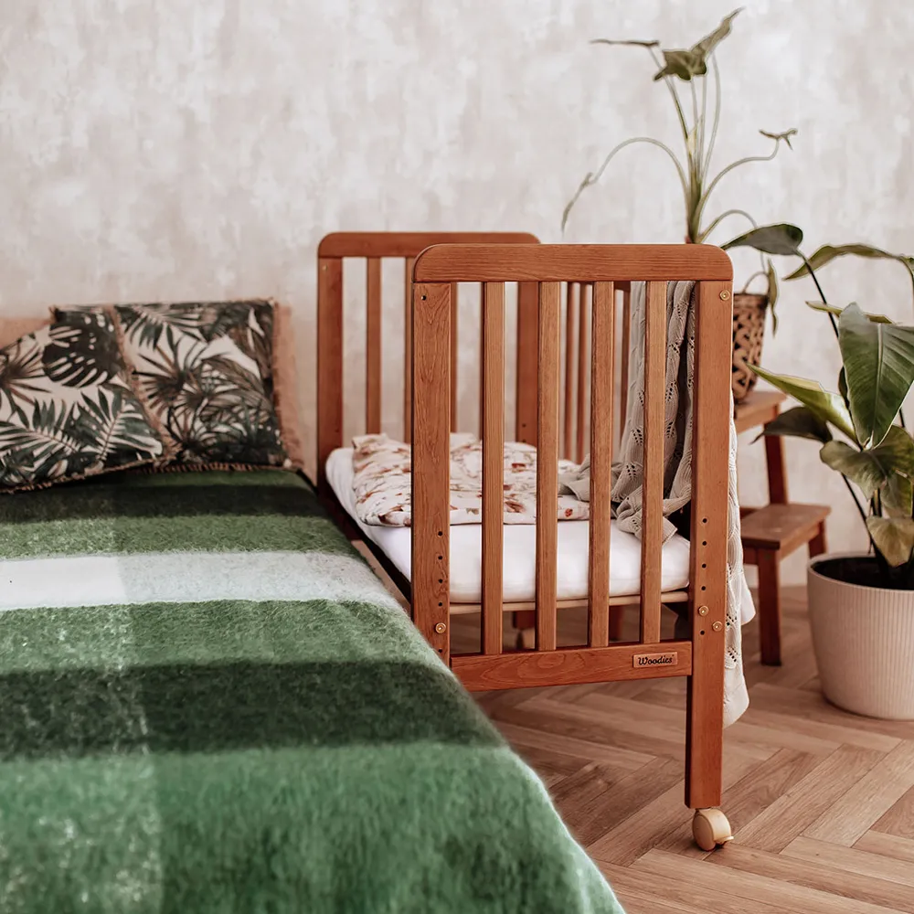 Patut bebe din lemn masiv, patut lateral cu inaltime reglabila a saltelei, bedside Vintage, 90 x 40 cm [2]