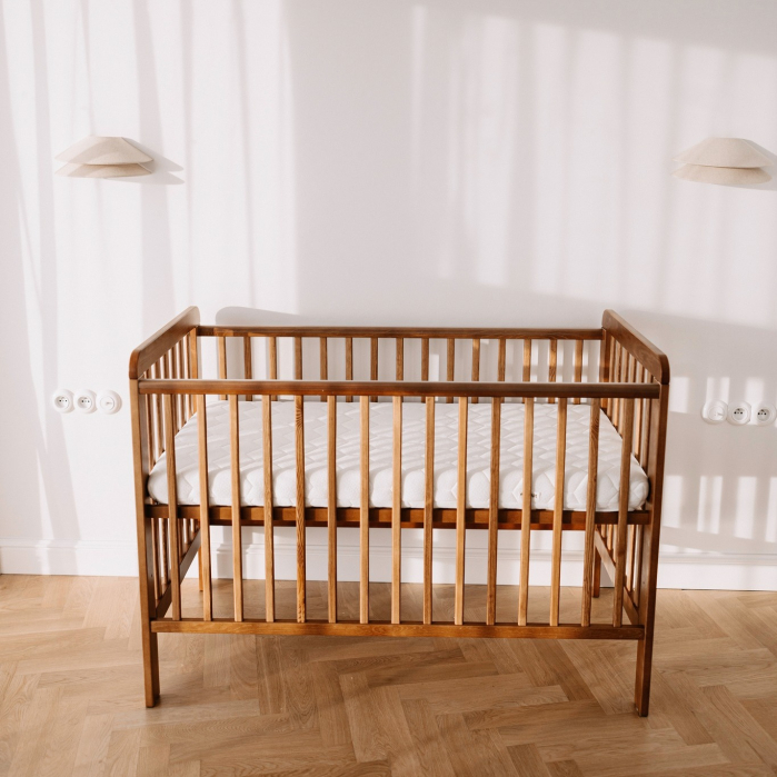 Patut bebe din lemn masiv, patut lateral cu inaltime reglabila a saltelei, bedside Vintage, 90 x 40 cm [10]