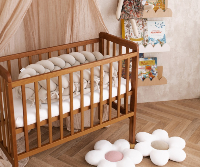 Patut bebe din lemn masiv, patut lateral cu inaltime reglabila a saltelei, bedside Vintage, 90 x 40 cm [3]