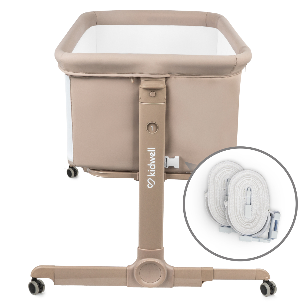 Patut cu leganare Cullami, co-sleeper 2 in 1, Cu laterala culisanta, Cu setare unghiulara, Cu roti, Reglabil in 6 pozitii pe inaltime, Beige [4]