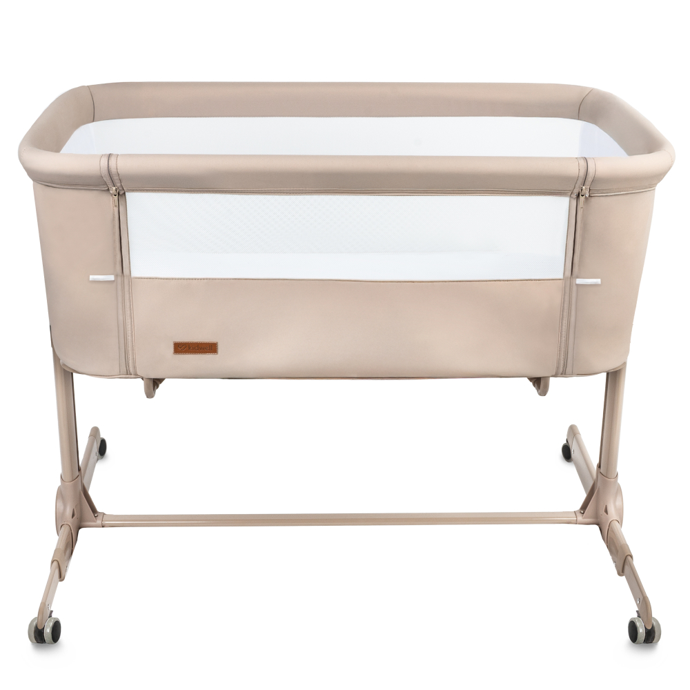 Patut cu leganare Cullami, co-sleeper 2 in 1, Cu laterala culisanta, Cu setare unghiulara, Cu roti, Reglabil in 6 pozitii pe inaltime, Beige [3]