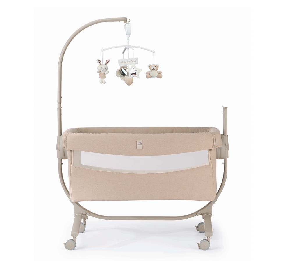 Patut cu leganare, Cullami, co-sleeper 2 in 1, Cu laterala culisanta, Cu setare unghiulara, Cu roti, Reglabil in 8 pozitii pe inaltime, Bej [8]