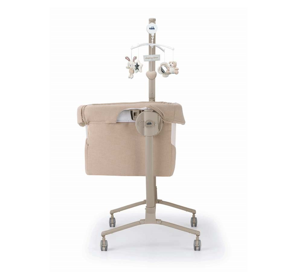 Patut cu leganare, Cullami, co-sleeper 2 in 1, Cu laterala culisanta, Cu setare unghiulara, Cu roti, Reglabil in 8 pozitii pe inaltime, Bej [4]