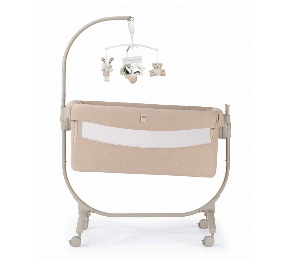 Patut cu leganare, Cullami, co-sleeper 2 in 1, Cu laterala culisanta, Cu setare unghiulara, Cu roti, Reglabil in 8 pozitii pe inaltime, Bej [6]
