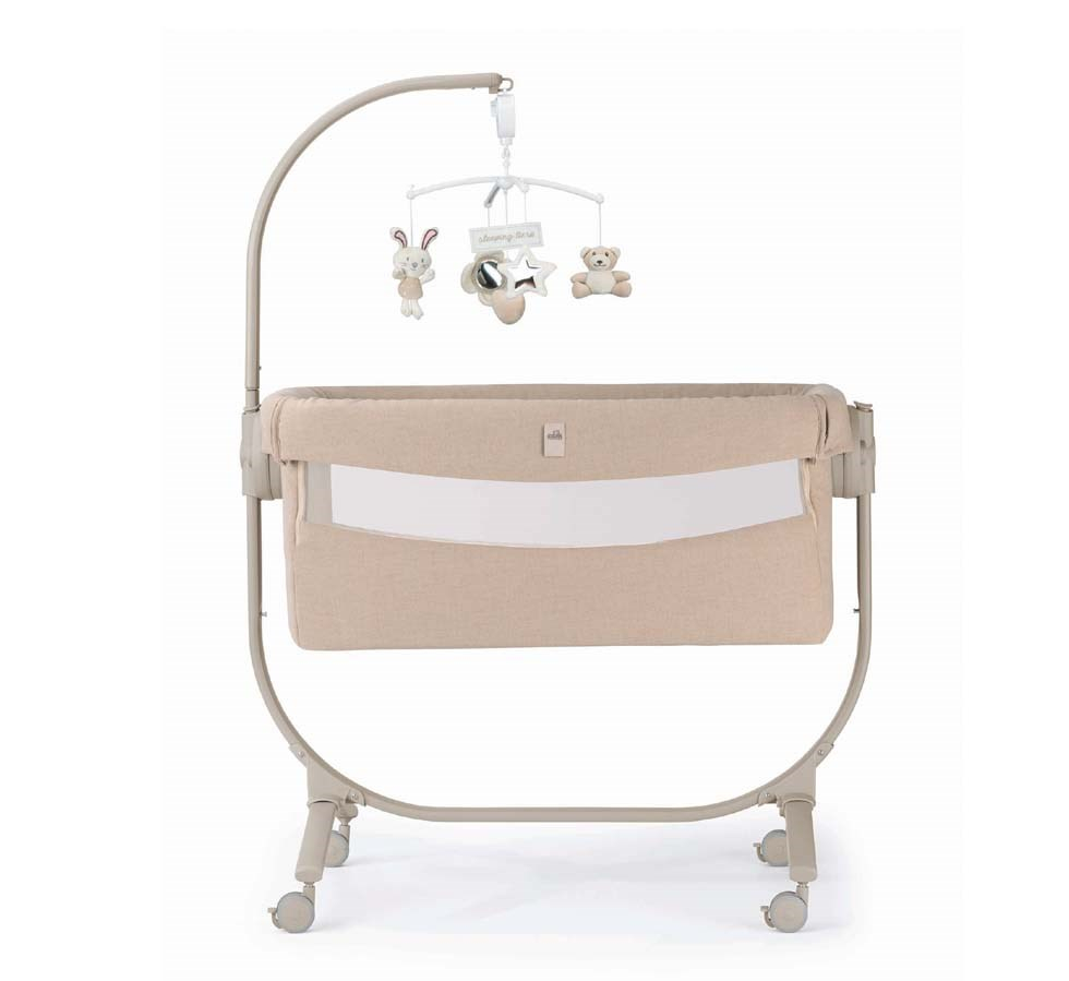 Patut cu leganare, Cullami, co-sleeper 2 in 1, Cu laterala culisanta, Cu setare unghiulara, Cu roti, Reglabil in 8 pozitii pe inaltime, Bej [7]