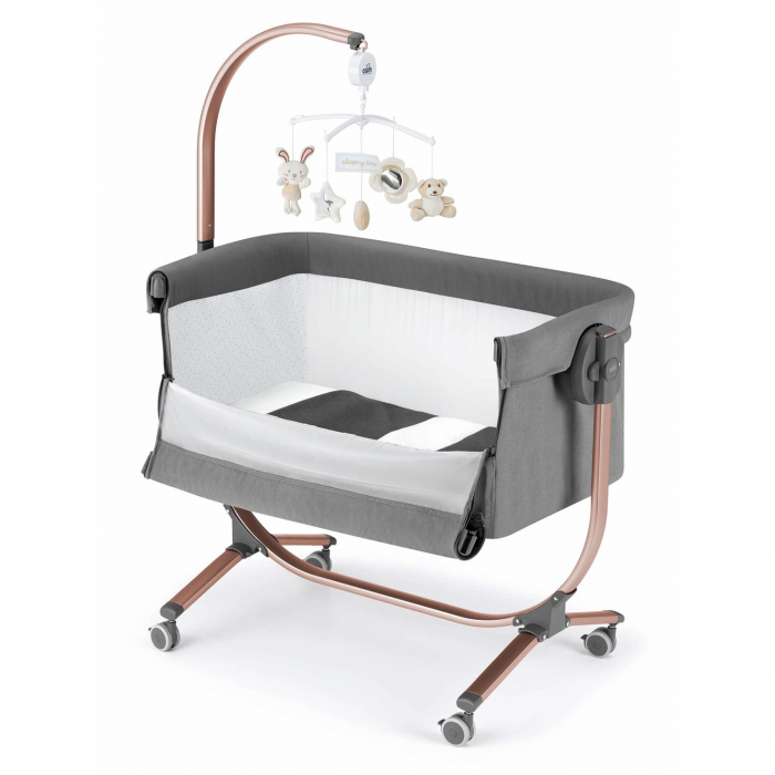 Patut cu leganare, Cullami, co-sleeper 2 in 1, Cu laterala culisanta, Cu setare unghiulara, Cu roti, Reglabil in 8 pozitii pe inaltime, Gold [7]