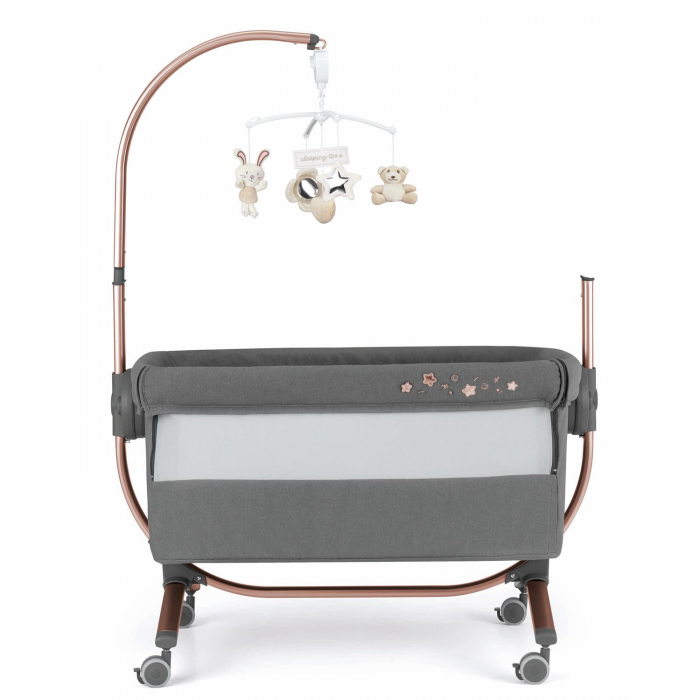 Patut cu leganare, Cullami, co-sleeper 2 in 1, Cu laterala culisanta, Cu setare unghiulara, Cu roti, Reglabil in 8 pozitii pe inaltime, Gold [2]