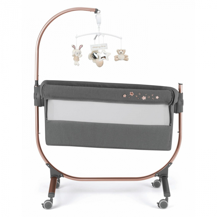 Patut cu leganare, Cullami, co-sleeper 2 in 1, Cu laterala culisanta, Cu setare unghiulara, Cu roti, Reglabil in 8 pozitii pe inaltime, Gold [4]