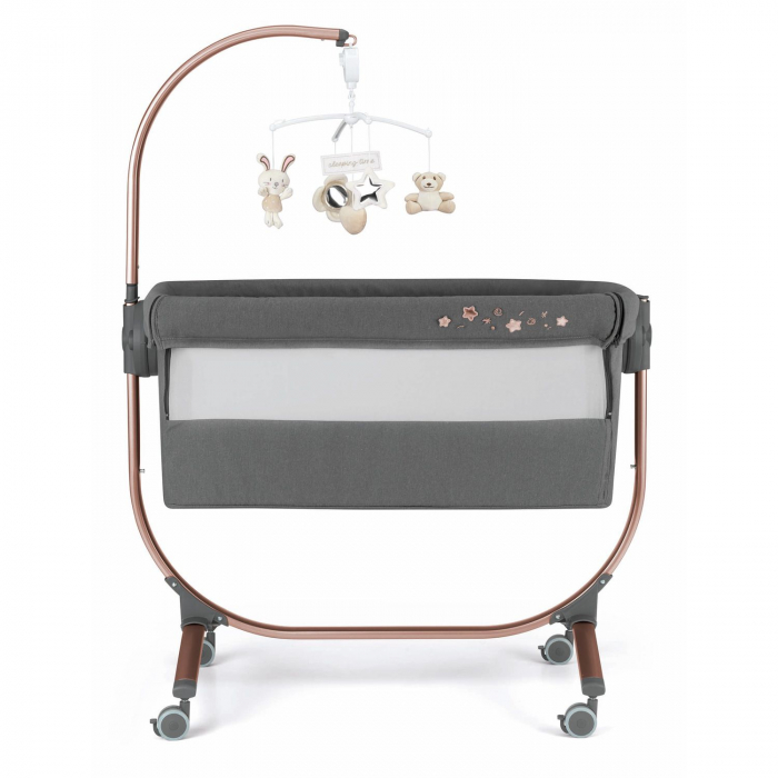 Patut cu leganare, Cullami, co-sleeper 2 in 1, Cu laterala culisanta, Cu setare unghiulara, Cu roti, Reglabil in 8 pozitii pe inaltime, Gold [3]