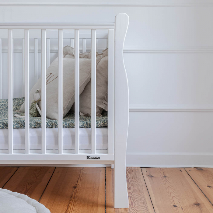 Patut din lemn masiv, transformabil pentru bebe si junior, Noble Alb + Saltea Cocos 140 x 70 cm [7]