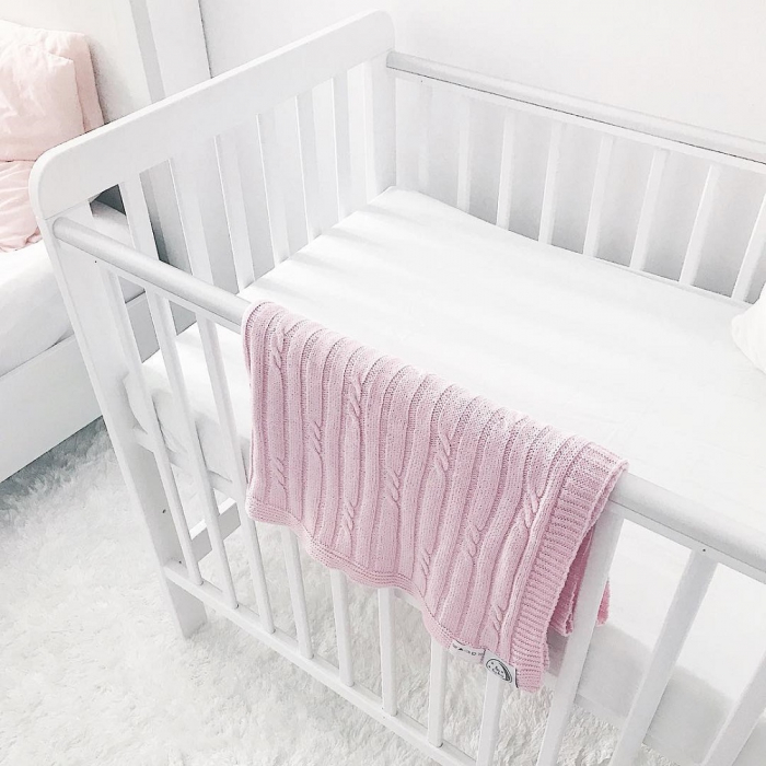 Patut din lemn pentru bebe, inaltime saltea reglabila, Clasic Alb 120x60 cm [2]