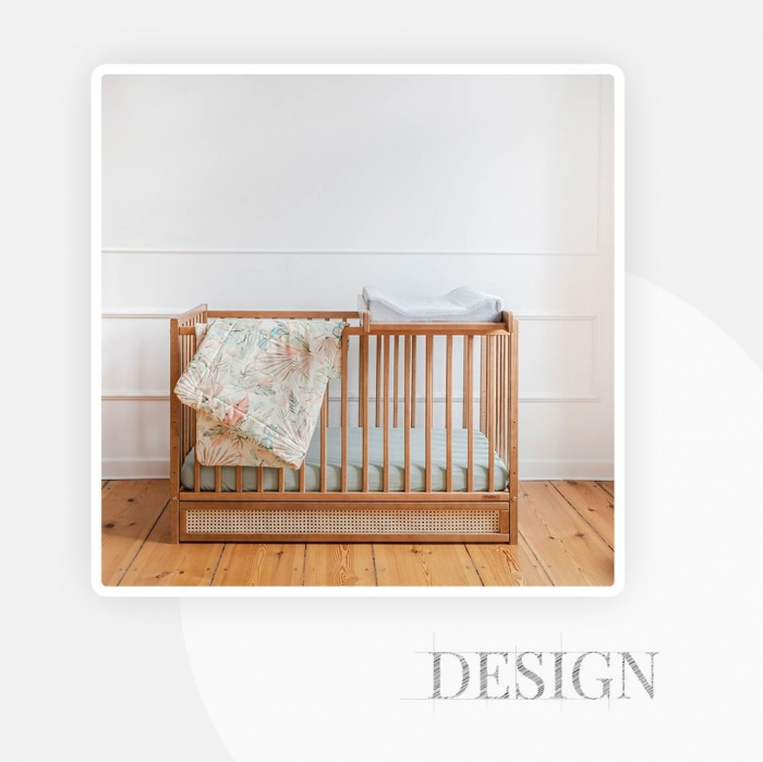 Patut cu sertar independent din lemn pentru bebe, inaltime saltea reglabila, Boho vintage 120×60 cm [4]