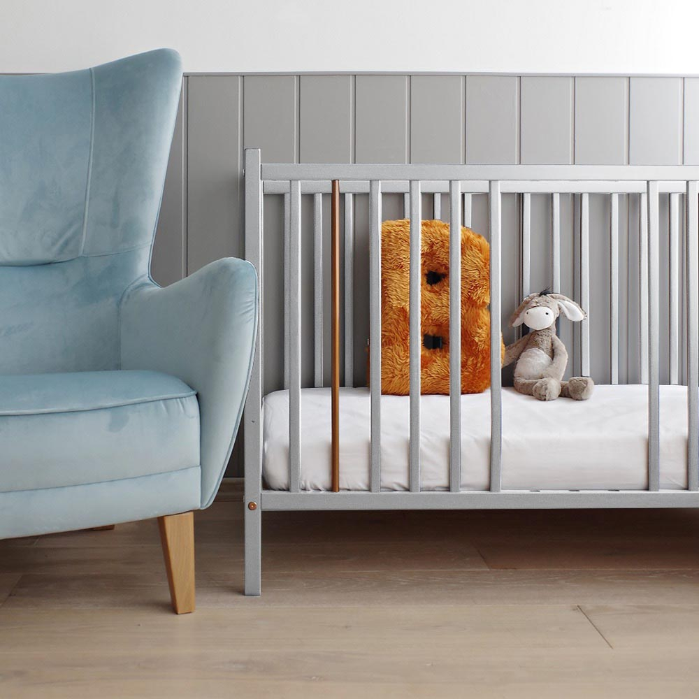 Patut din lemn pentru bebe, inaltime saltea reglabila, Stardust  Craft gri 120×60 cm [5]