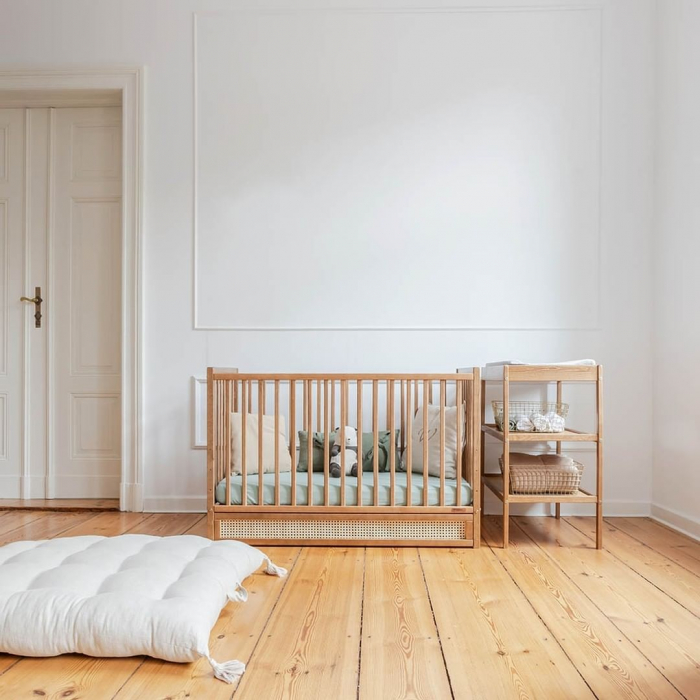 Patut cu sertar independent din lemn pentru bebe, inaltime saltea reglabila, Boho vintage 120×60 cm [14]