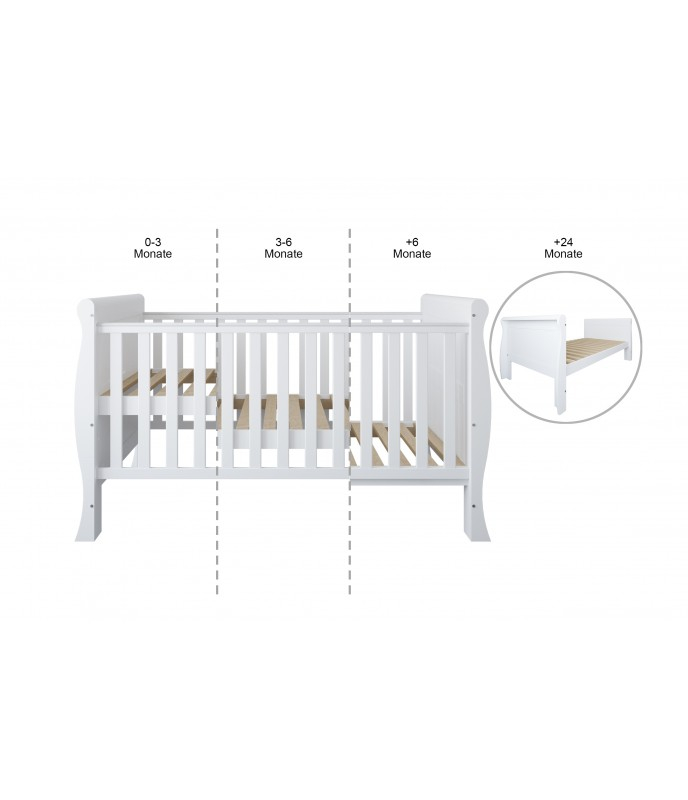 Pătuț Evolutiv 140x70cm Scarlet 3în1 Gri – Pat Bebe + Junior + Pat Preșcolar, Somieră Reglabilă 3 Poziții + Șipci Detașabile | EN 716-1, Max 40kg [7]