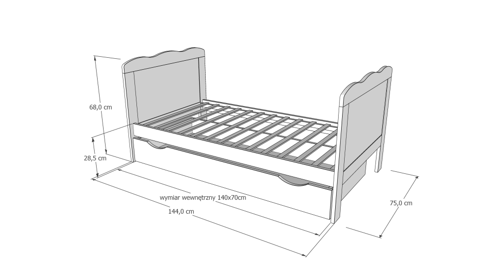 Pătuț evolutiv 140x70 cm Isabel 3in1 – pat bebe + junior + pat preșcolar, somieră reglabilă + Trepte detașabile [13]
