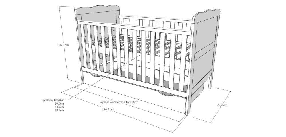 Pătuț Evolutiv 140x70cm Isabel 3în1 Gri – Pat Bebe + Junior + Pat Preșcolar, Somieră Reglabilă 3 Poziții + Trepte Detașabile | EN 716 - Copie [11]