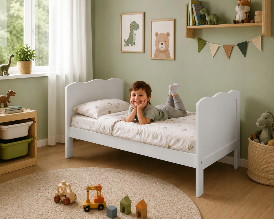 Pătuț Evolutiv 140x70cm Isabel 3în1 Alb – Pat Bebe + Junior + Pat Preșcolar, Somieră Reglabilă 3 Poziții + Trepte Detașabile | EN 716 [5]