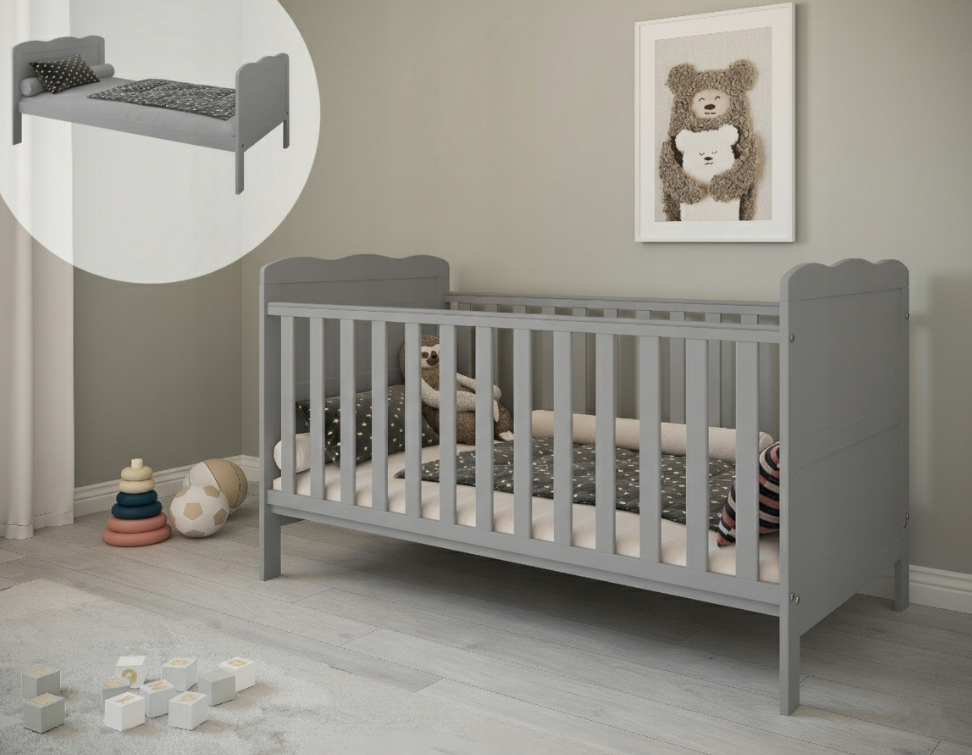 Pătuț Evolutiv 140x70cm Isabel 3în1 Gri – Pat Bebe + Junior + Pat Preșcolar, Somieră Reglabilă 3 Poziții + Trepte Detașabile | EN 716 - Copie [3]