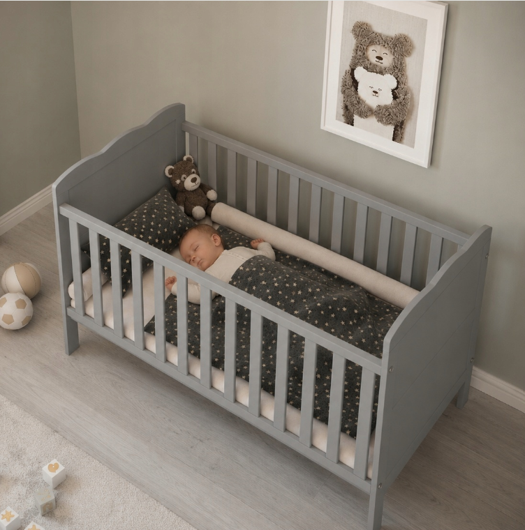 Pătuț Evolutiv 140x70cm Isabel 3în1 Gri – Pat Bebe + Junior + Pat Preșcolar, Somieră Reglabilă 3 Poziții + Trepte Detașabile | EN 716 - Copie [5]