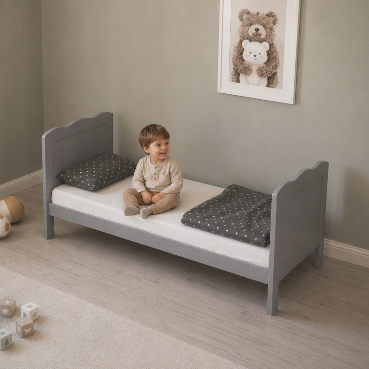 Pătuț Evolutiv 140x70cm Isabel 3în1 Gri – Pat Bebe + Junior + Pat Preșcolar, Somieră Reglabilă 3 Poziții + Trepte Detașabile | EN 716 - Copie [6]