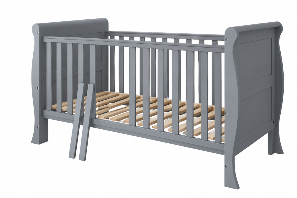 Pătuț Evolutiv 140x70cm Scarlet 3în1 Gri – Pat Bebe + Junior + Pat Preșcolar, Somieră Reglabilă 3 Poziții + Șipci Detașabile | EN 716-1, Max 40kg [6]