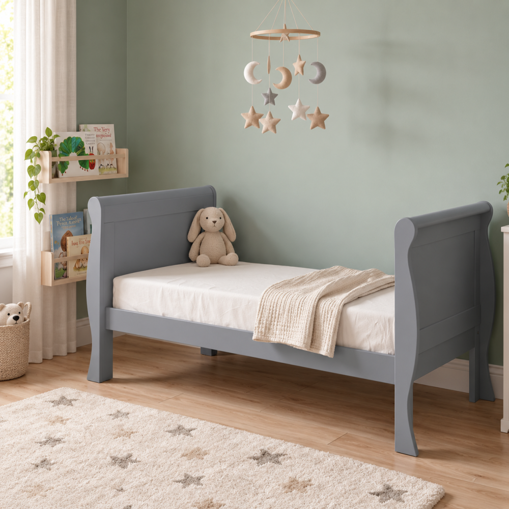 Pătuț Evolutiv 140x70cm Scarlet 3în1 Gri – Pat Bebe + Junior + Pat Preșcolar, Somieră Reglabilă 3 Poziții + Șipci Detașabile | EN 716-1, Max 40kg [5]