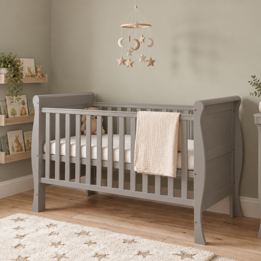 Pătuț Evolutiv 140x70cm Scarlet 3în1 Gri – Pat Bebe + Junior + Pat Preșcolar, Somieră Reglabilă 3 Poziții + Șipci Detașabile | EN 716-1, Max 40kg [4]