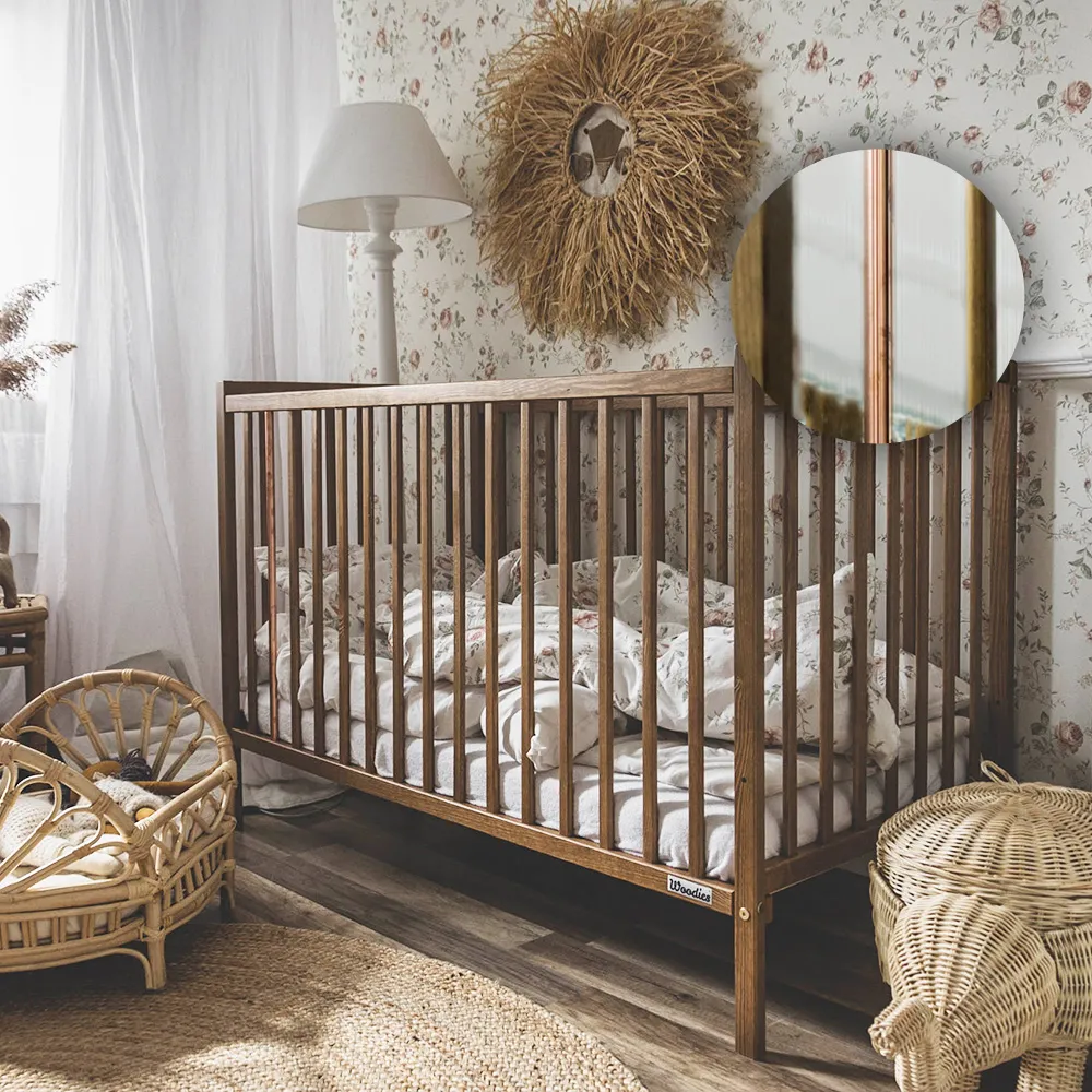 Pătuț Lemn Woodies Stardust Cot 120x60 cm, Vintage, cu Balustru din Cupru [3]