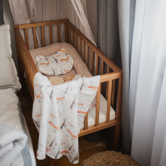 Patut mic, co-sleeping din lemn, Classic Vintage cu Saltea Cocos Spuma Cocos 90 x 40 x 7 cm [2]