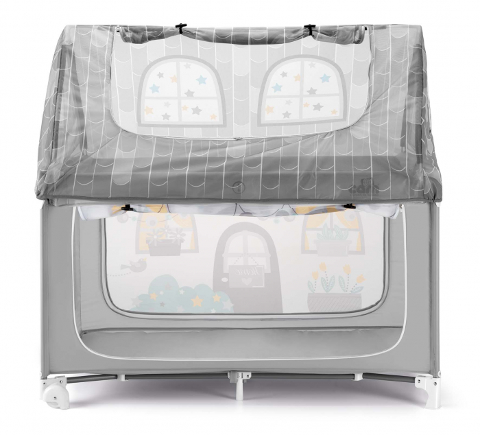 Patut pliant voiaj cu doua niveluri de inaltime, ultraportabil pentru copii "Daily Dolci Sogni", usor de transportat, ideal pentru calatorii, material rezistent cu protectii laterale si saltea inclusa [4]