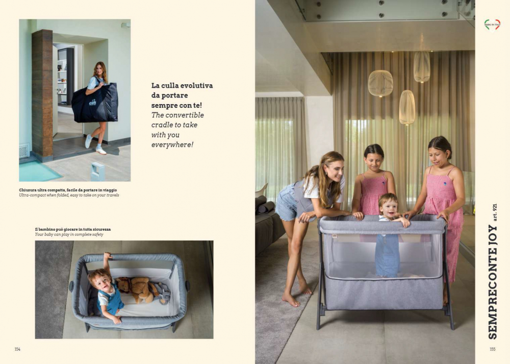 Patut, Sempreconte Joy, co-sleeper si tarc 2 in 1, Cu laterala culisanta, Cu setare unghiulara, Cu roti, Geanta voiaj, Reglabil in 8 pozitii pe inaltime, 0-15 kg, Bej [10]