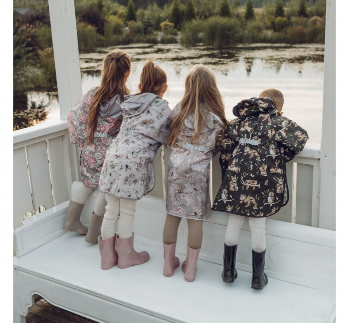 Pelerina de Ploaie pentru Copii, Poncho pentru ploaie 1,5-8 ani – Animals Garden Dark [7]