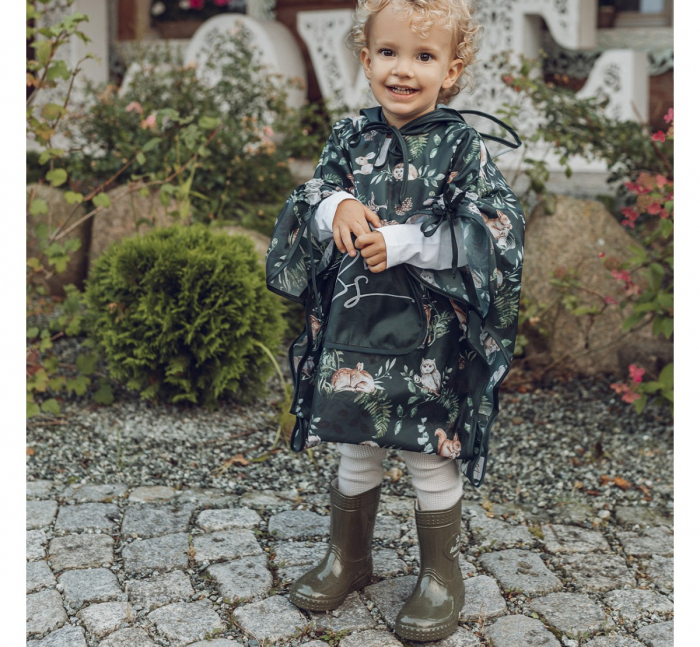 Pelerina de Ploaie pentru Copii, Poncho pentru ploaie 1,5-8 ani – Animals Garden Dark [4]