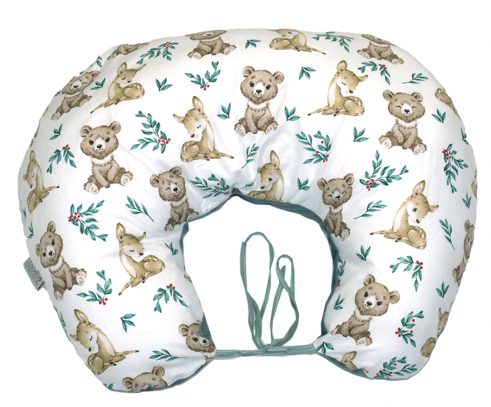 Perna pentru gravide si alaptare, husa detasabila cu fata dubla, bumbac si catifea, si umplutura antialergică BabySoft®, Teddy Khaki, Amy [5]