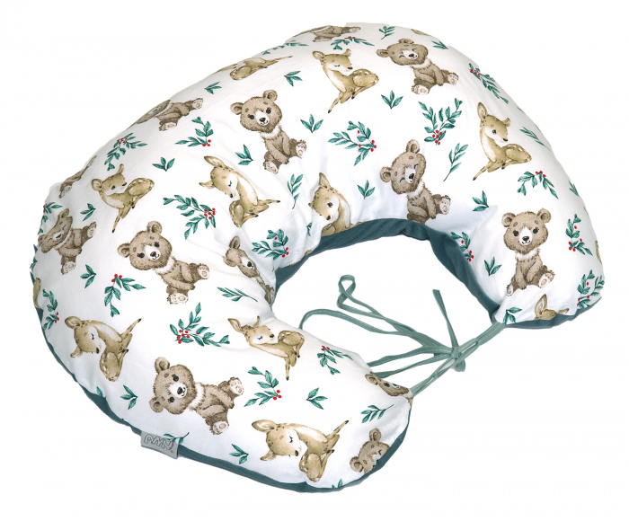 Perna pentru gravide si alaptare, husa detasabila cu fata dubla, bumbac si catifea, si umplutura antialergică BabySoft®, Teddy Khaki, Amy [3]