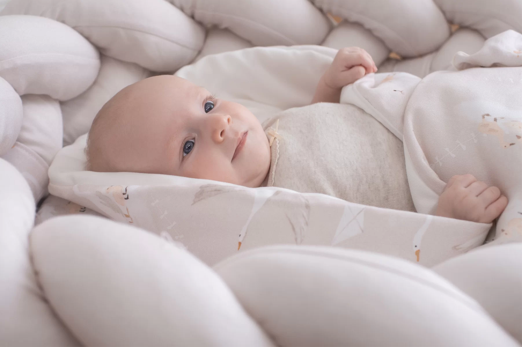 Perna pentru gravide si alaptare, husa detasabila din bumbac 100% si umplutura antialergică BabySoft®, Gasca Bej, Amy [2]