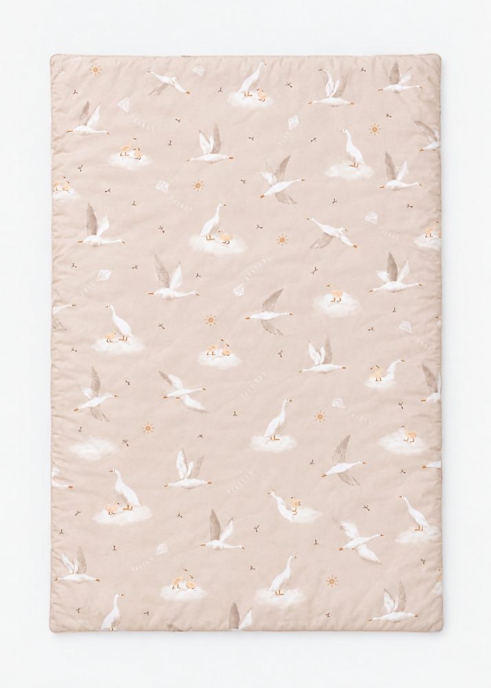 Pilotă pentru copii din bumbac, față dublă, umplutură hipoalergenică BabySoft, Gâște Bej, 140x100 cm – Amy [2]