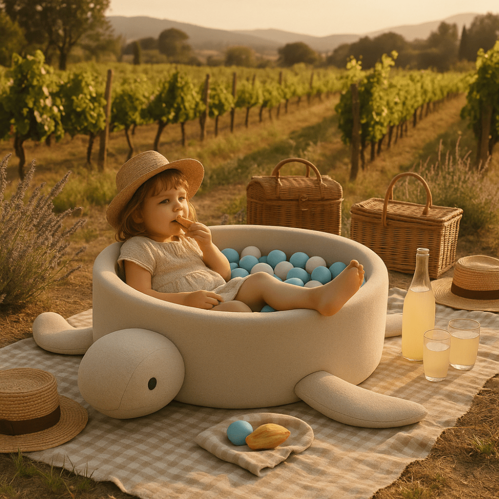 Piscină cu bile Bouclé pentru copii MeowBaby® Turtle – Raspberry Glaze Pink, fără bile, material reciclat certificat OEKO-TEX® [9]