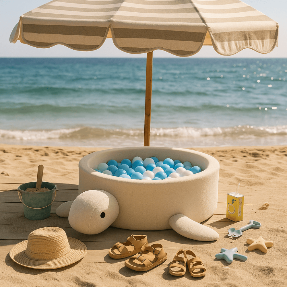 Piscină cu bile Bouclé pentru copii MeowBaby® Turtle – Piscină cu bile Bouclé pentru copii MeowBaby® Turtle – Oat Biscuit Beige, fără bile, material reciclat certificat OEKO-TEX®, fără bile, material [7]