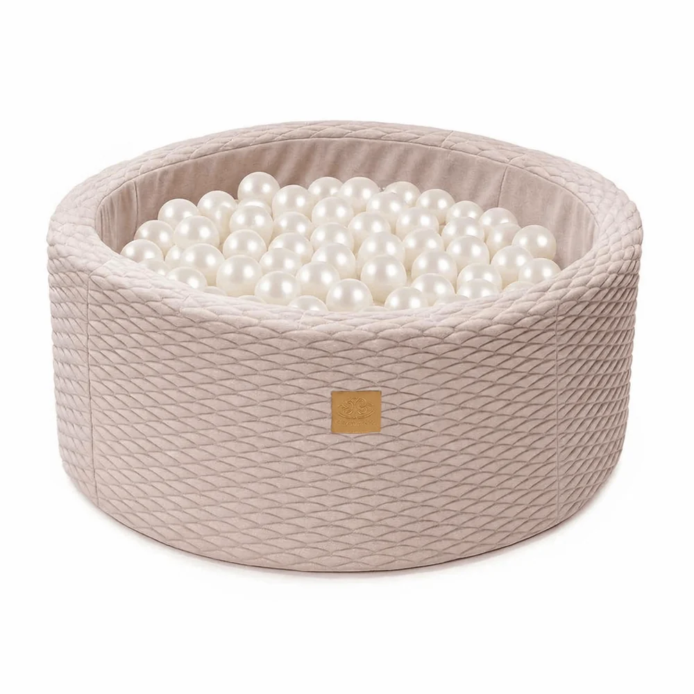 Piscină cu Bile MeowBaby Dune 90x30cm Bej Nisipiu – 200 Bile Incluse (Culoare la Alegere), Material Catifea Premium, Husă Lavabilă [9]